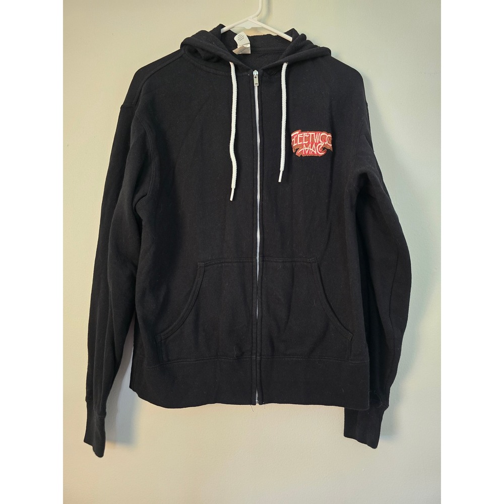 Fleetwood Mac Hoodie Zip Up Black Embroidered Logo Small Sweatshirt